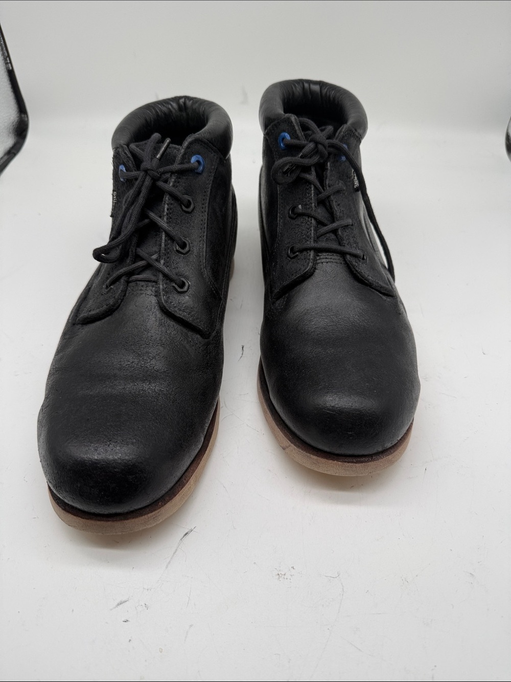 Stussy Black Leather Chukka Boots with Brown Sole